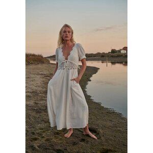 Free People All You Need is Lace Romantic Midi Dress Large Boho Festival New